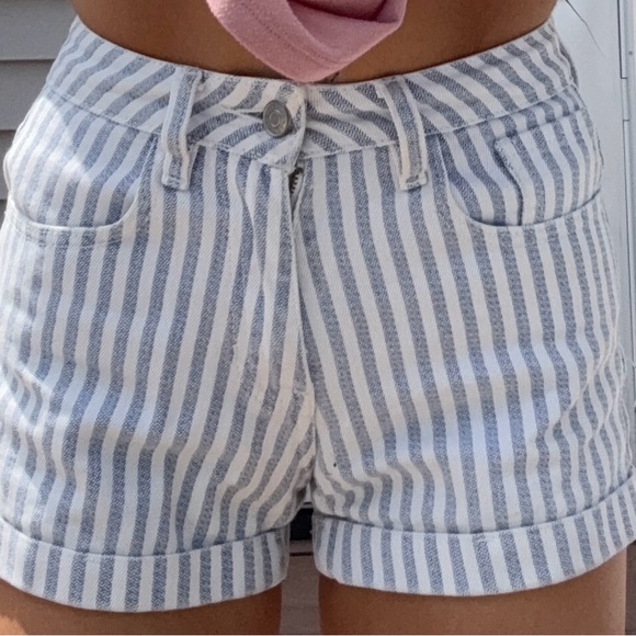 PacSun Blue and White Jean Shorts Nautical-Inspired - Picture 1 of 5